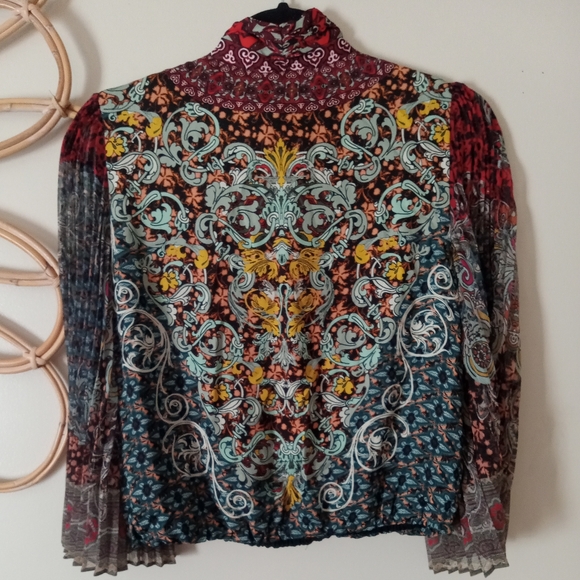 Alice + Olivia Elaina Tie Neck Paisley Blouse Size 6 - Picture 7 of 11